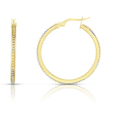 14K Gold Round Bead Hoop Earring