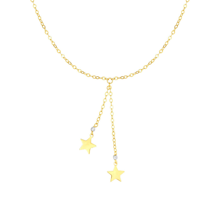 14K  Gold Polished Star Lariat Necklace