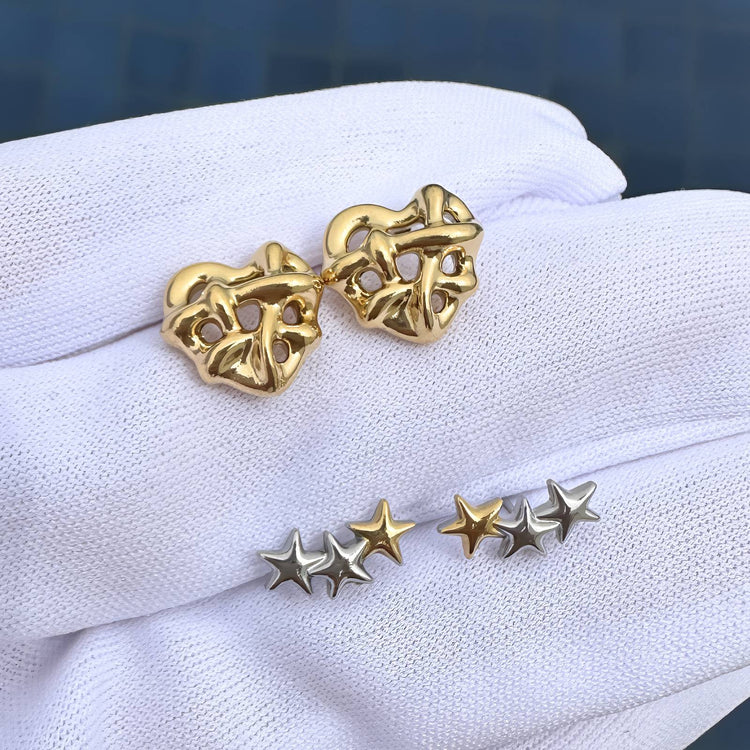 18K gold plated Stainless steel  Stars earrings, Intensity