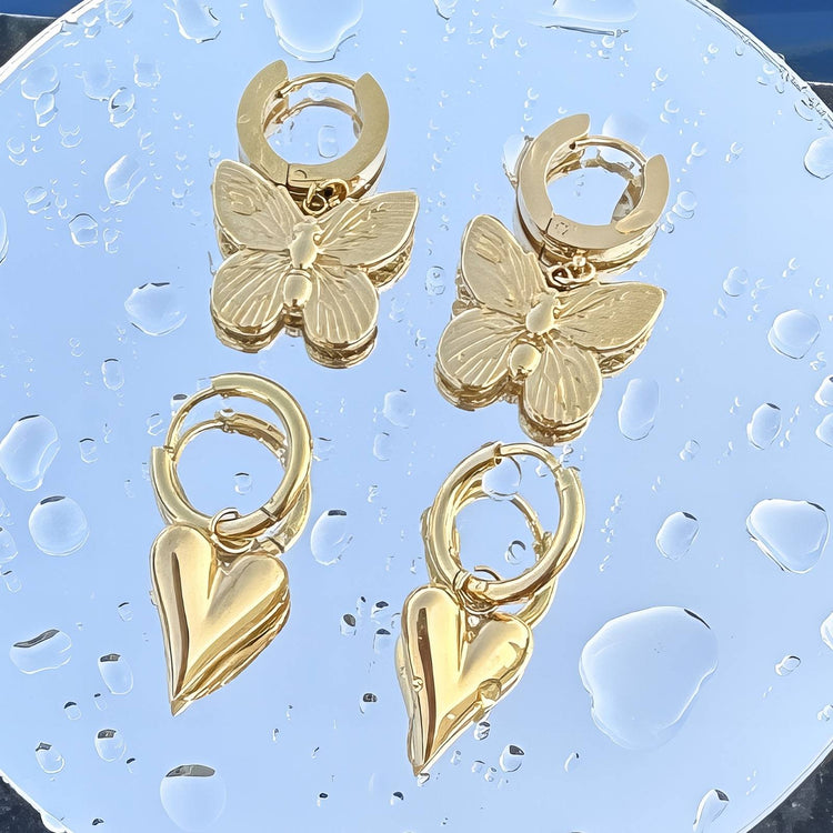 18K gold plated Stainless steel  Butterflies earrings, Intensity