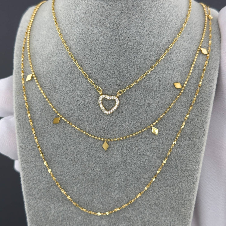 18K gold plated Stainless steel  Hearts necklace, Intensity