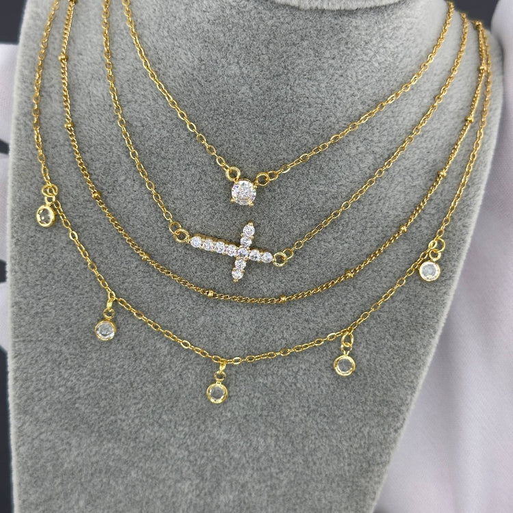 18K gold plated Stainless steel  Crosses necklace, Intensity