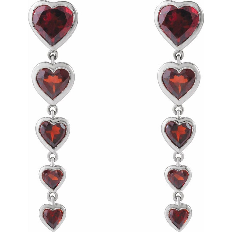 14K Rose Natural Mozambique Garnet Heart Earrings