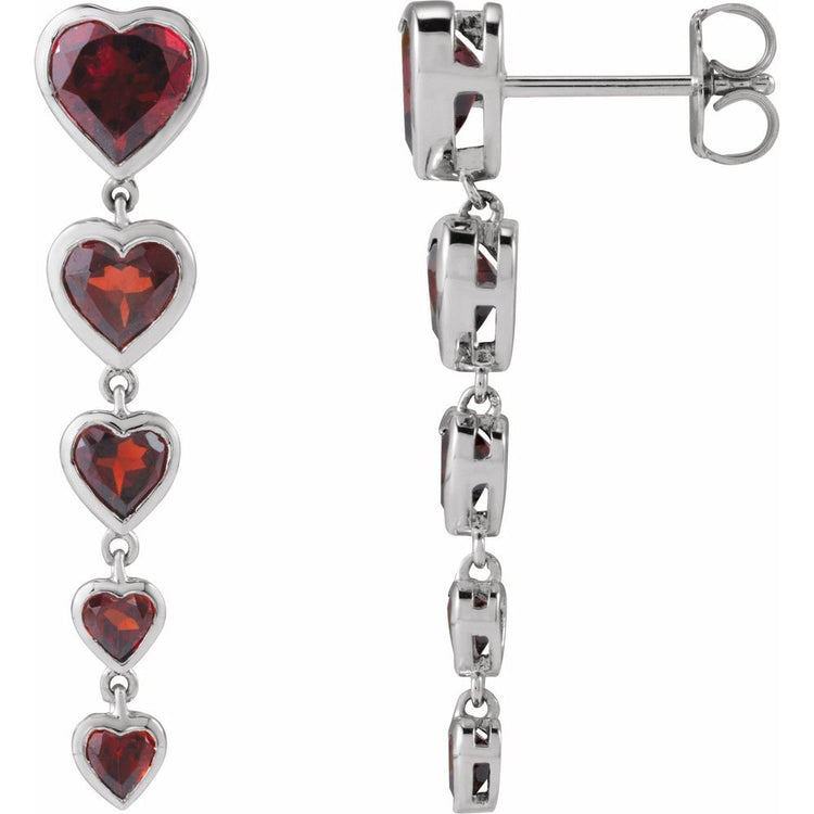 14K Rose Natural Mozambique Garnet Heart Earrings