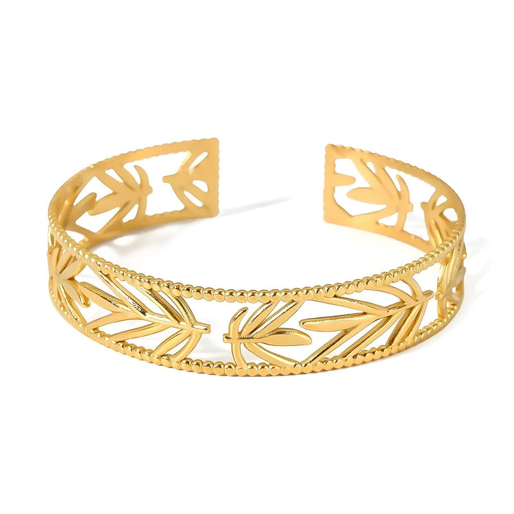 18K gold plated Stainless steel  Leafs bracelet, Intensity