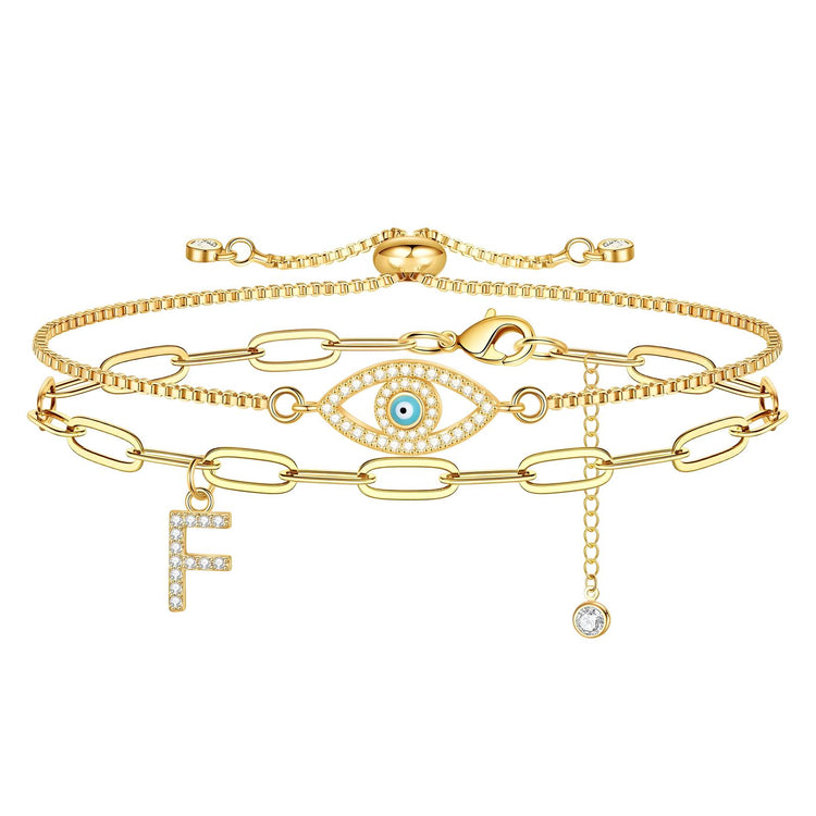 18K gold plated Stainless steel  Evil Eye bracelet, Intensity