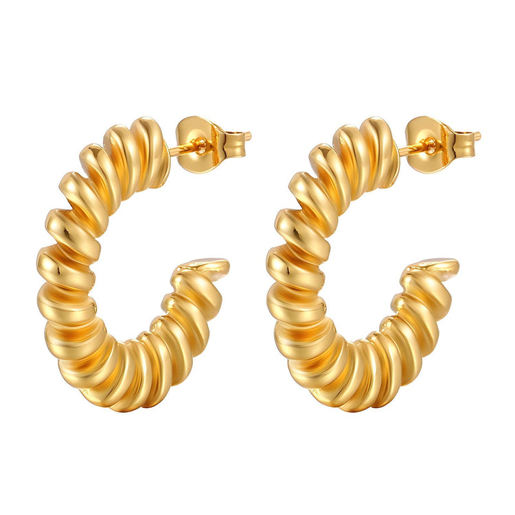 18K gold plated Stainless steel  Spiral earrings, Intensity