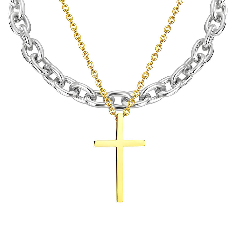 18K gold plated Stainless steel  Crosses necklace, Intensity