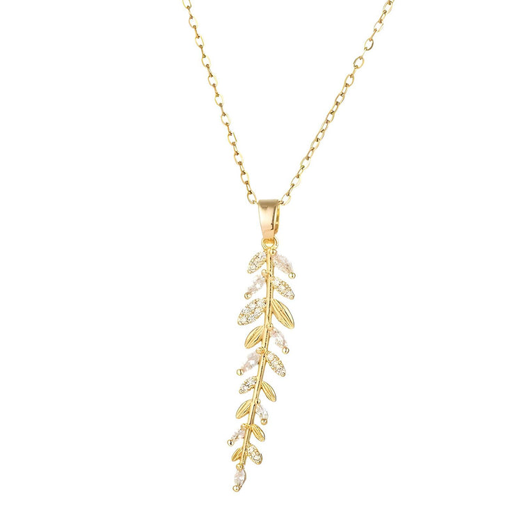 18K gold plated Stainless steel  Leafs necklace, Intensity