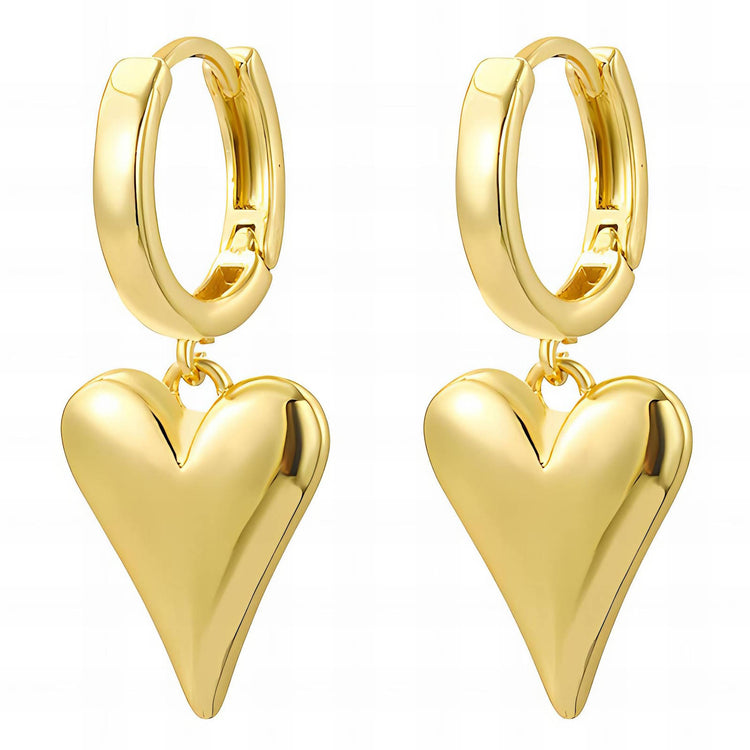 18K gold plated Stainless steel  Hearts earrings, Intensity