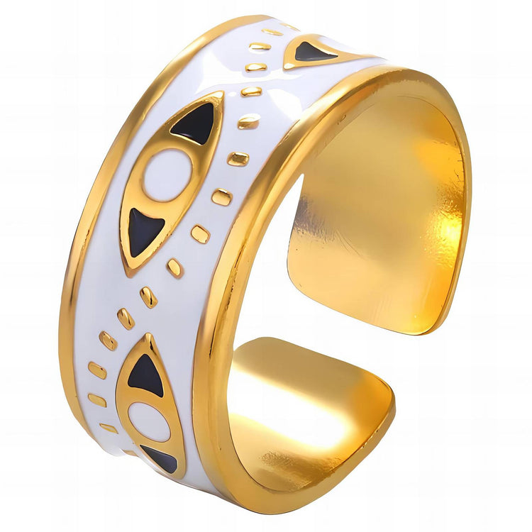 18K gold plated Stainless steel  Evil Eyes finger ring, Intensity