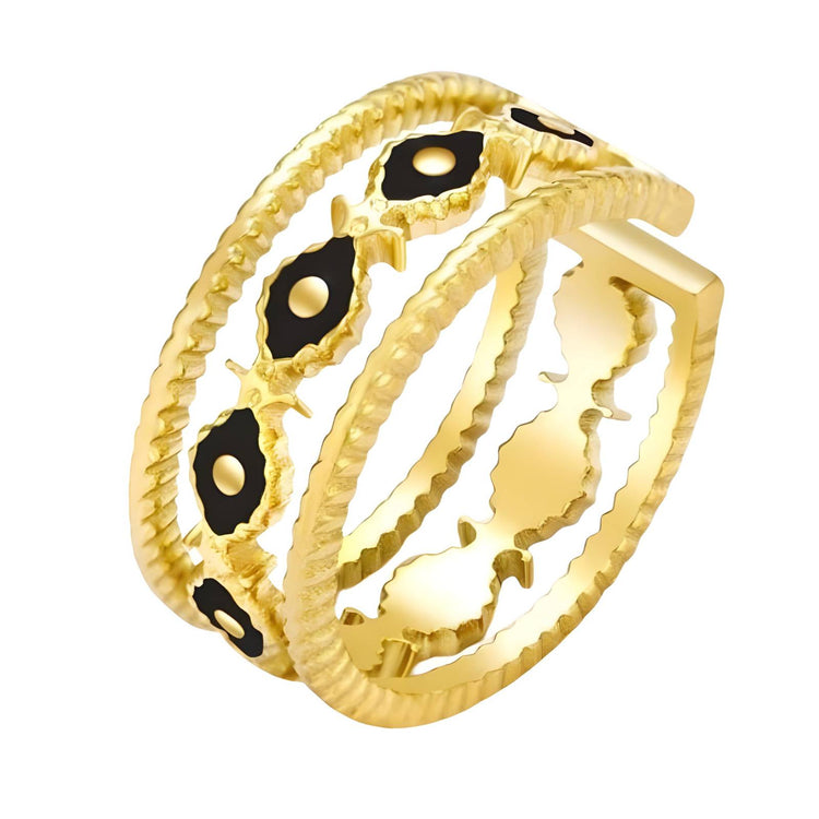 18K gold plated Stainless steel  Evil Eyes finger ring, Intensity