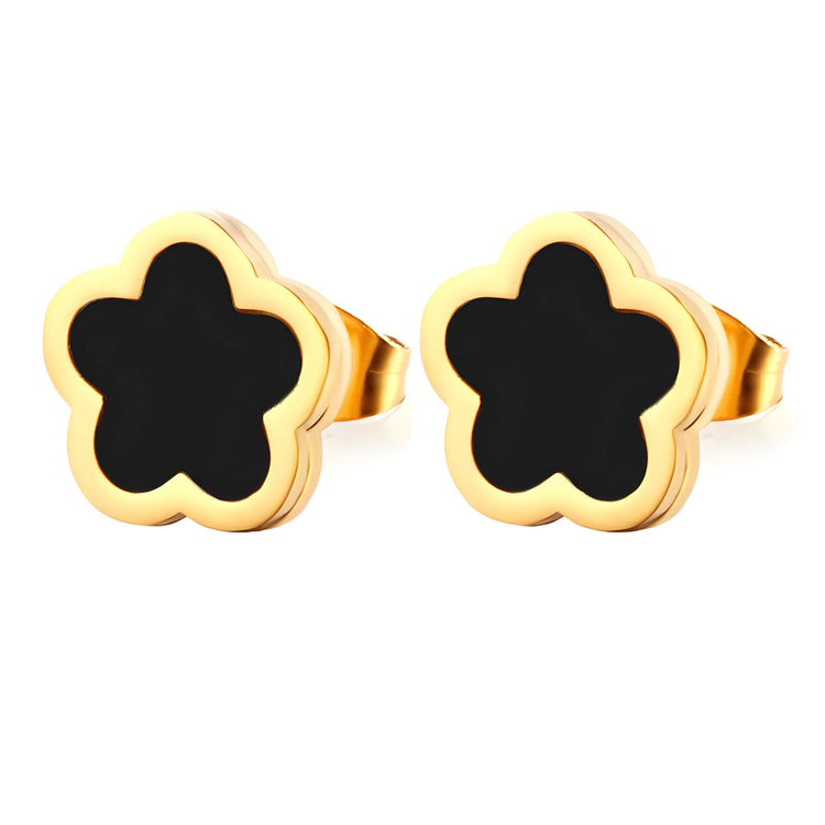 18K gold plated Stainless steel  Flowes earrings, Intensity