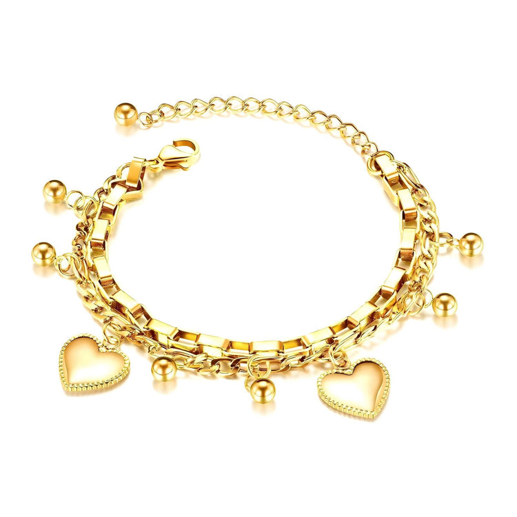 18K gold plated Stainless steel  Hearts bracelet, Intensity