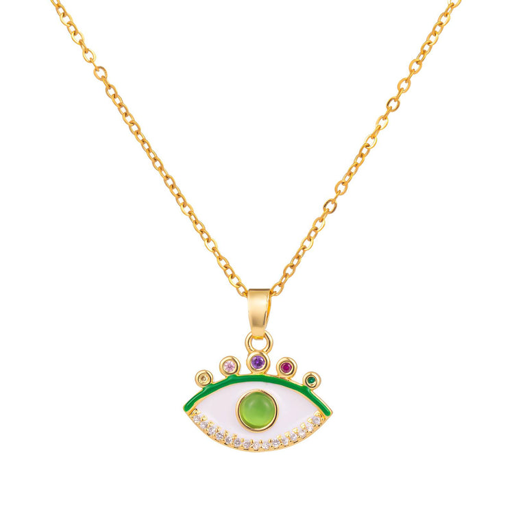 18K gold plated Stainless steel  Evil Eye necklace, Intensity