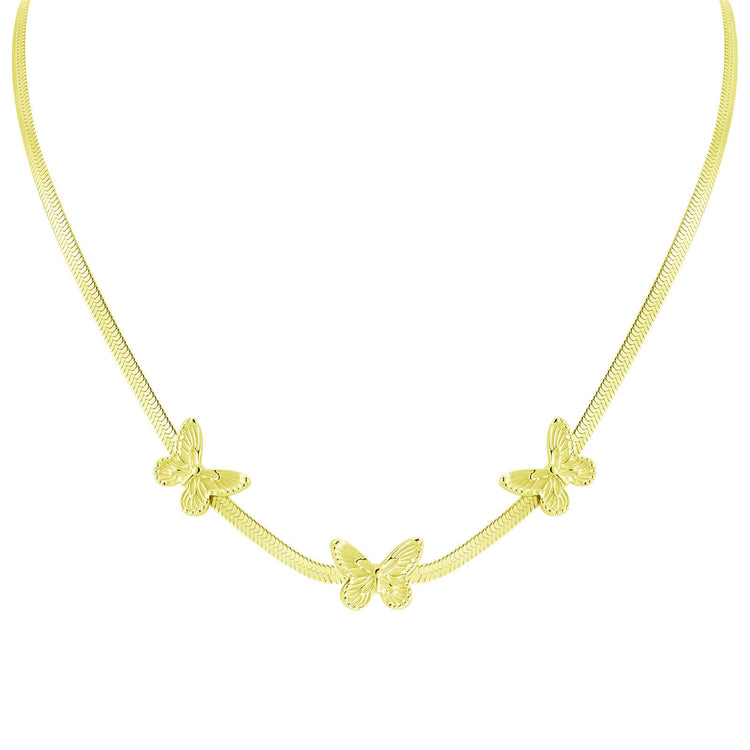 18K gold plated Stainless steel  Butterflies necklace, Intensity