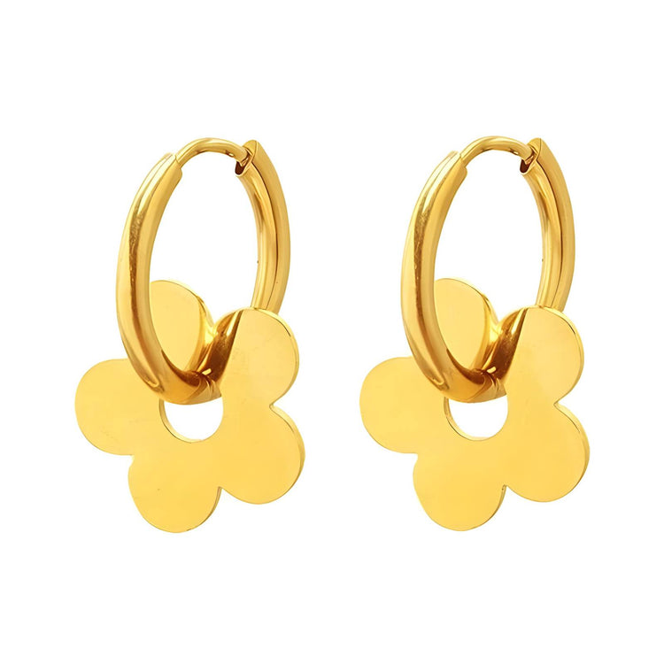 18K gold plated Stainless steel  Flowers earrings, Intensity