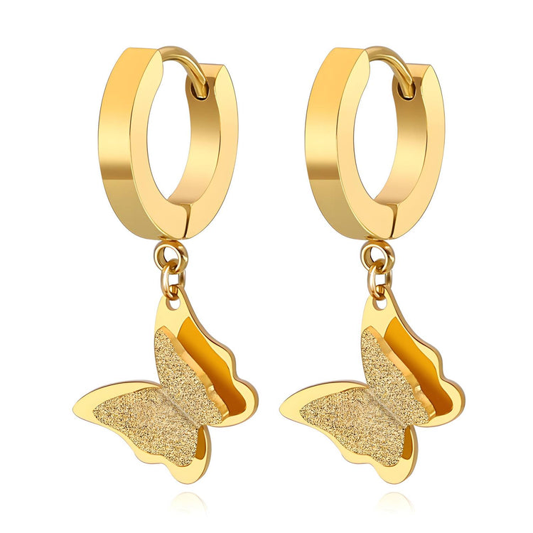 18K gold plated Stainless steel  Butterflies earrings, Intensity