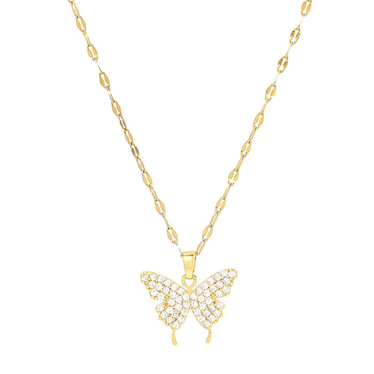 18K gold plated Stainless steel  Butterfly necklace, Intensity