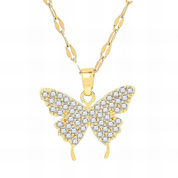 18K gold plated Stainless steel  Butterfly necklace, Intensity