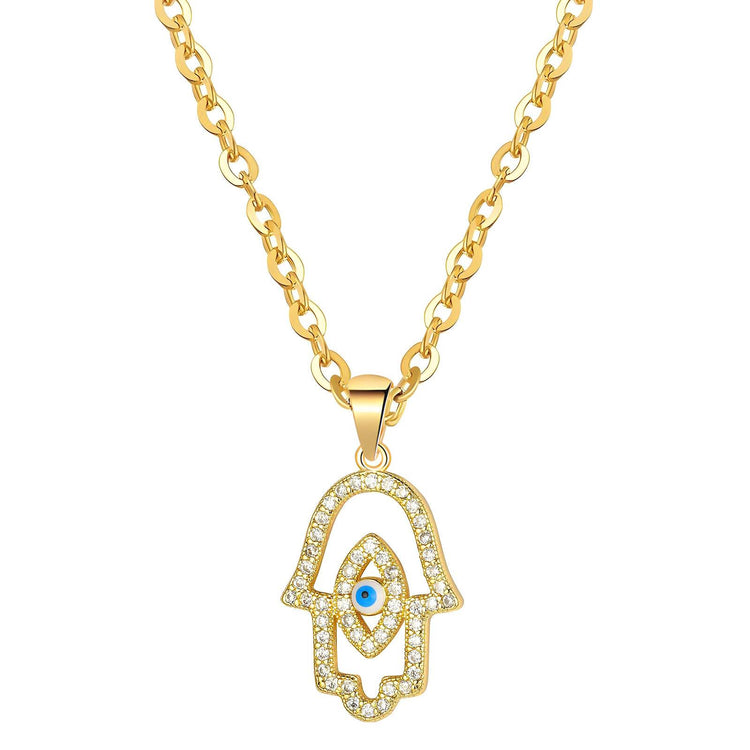 18K gold plated Stainless steel  Evil Eye necklace, Intensity