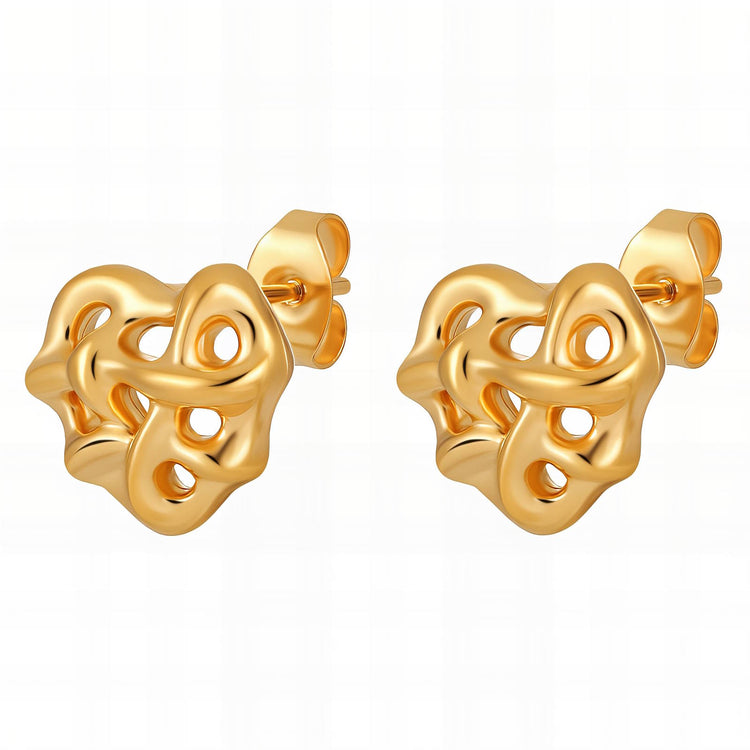 18K gold plated Stainless steel  Hearts earrings, Intensity