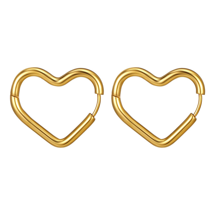 18K gold plated Stainless steel  Hearts earrings, Intensity