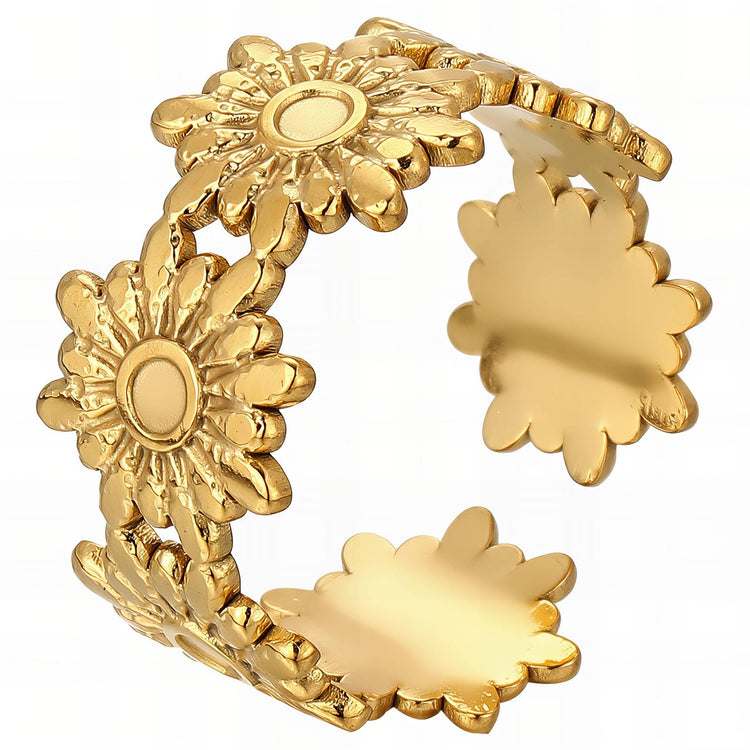 18K gold plated Stainless steel  Flowers finger ring, Intensity