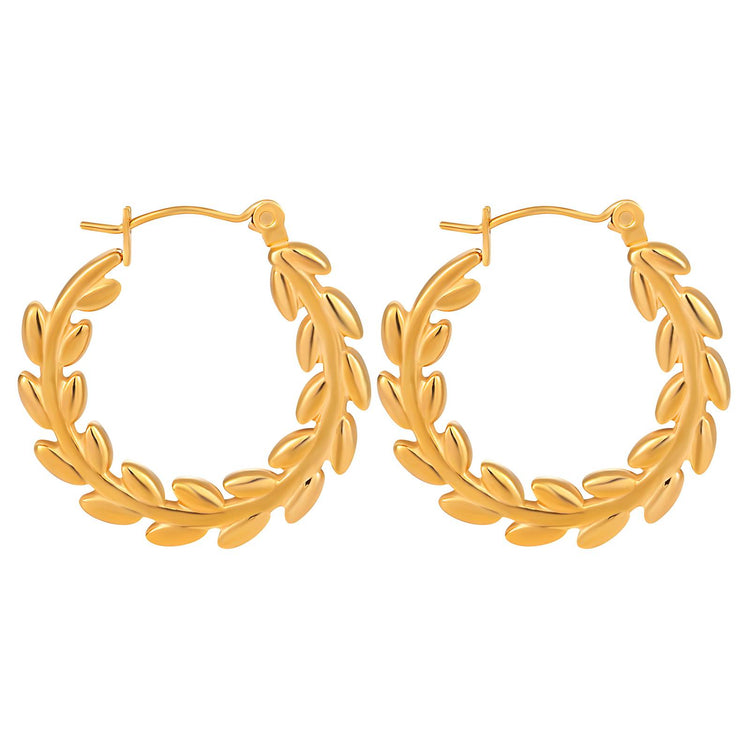 18K gold plated Stainless steel  Leafs earrings, Intensity