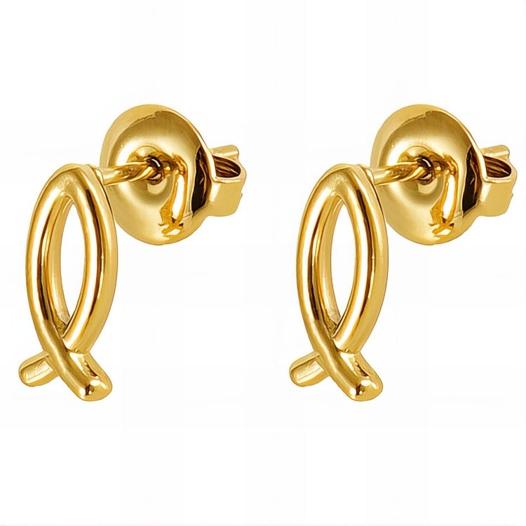 18K gold plated Stainless steel  Fishs earrings, Intensity