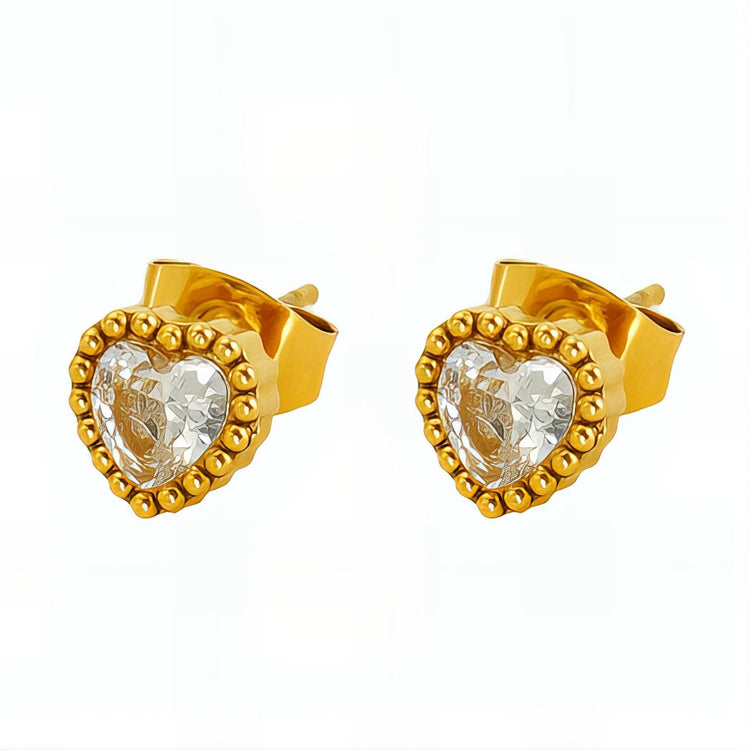 18K gold plated Stainless steel  Hearts earrings, Intensity