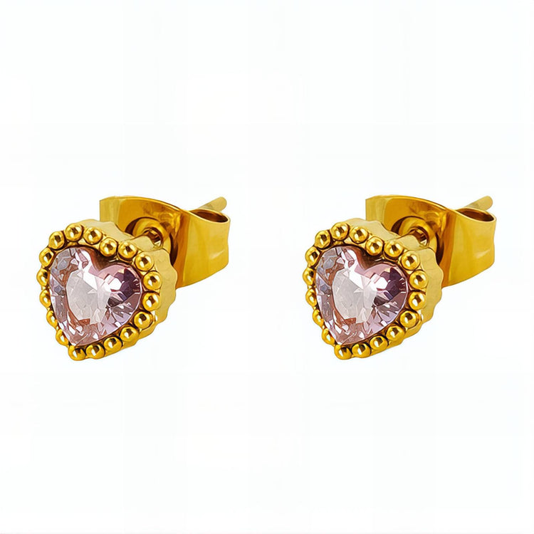 18K gold plated Stainless steel  Hearts earrings, Intensity