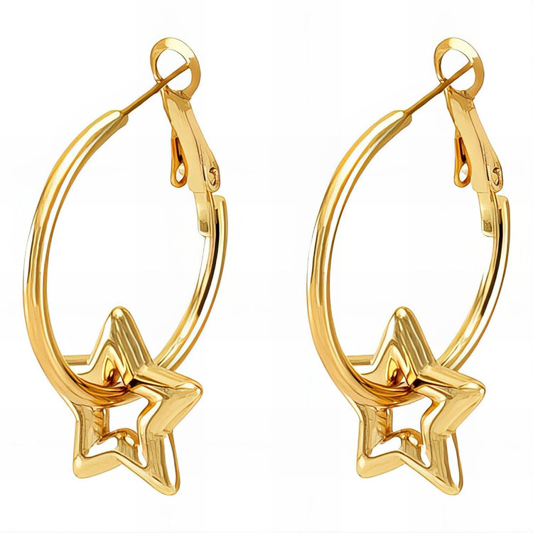 18K gold plated Stainless steel  Stars earrings, Intensity