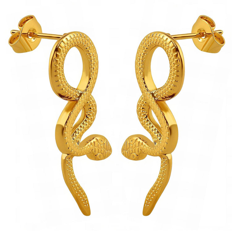 18K gold plated Stainless steel  Snakes earrings, Intensity