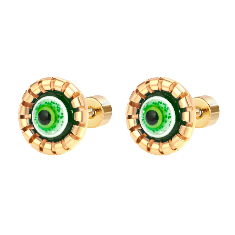 18K gold plated Stainless steel  Evil Eye earrings, Intensity