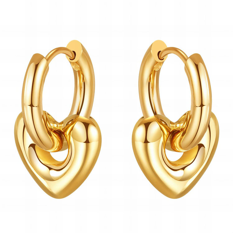 18K gold plated Stainless steel  Hearts earrings, Intensity