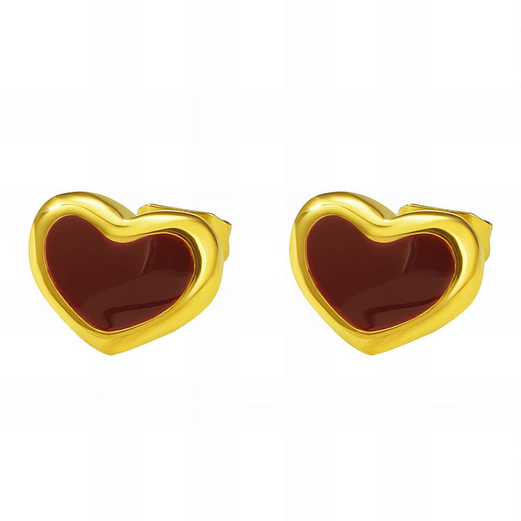 18K gold plated Stainless steel  Hearts earrings, Intensity