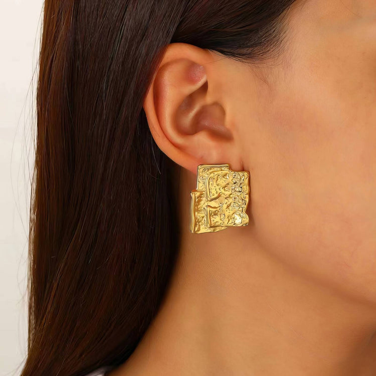 18K gold plated Stainless steel earrings, Intensity