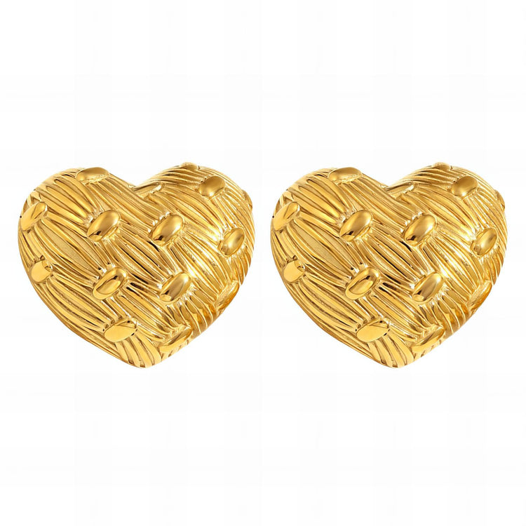 18K gold plated Stainless steel  Hearts earrings, Intensity