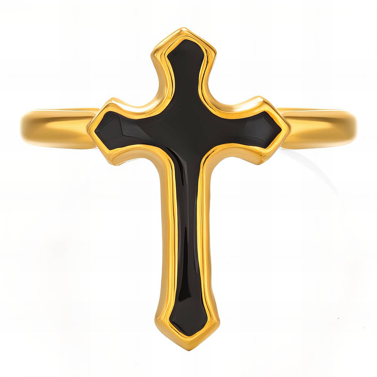 18K gold plated Stainless steel  Crosses finger ring, Intensity