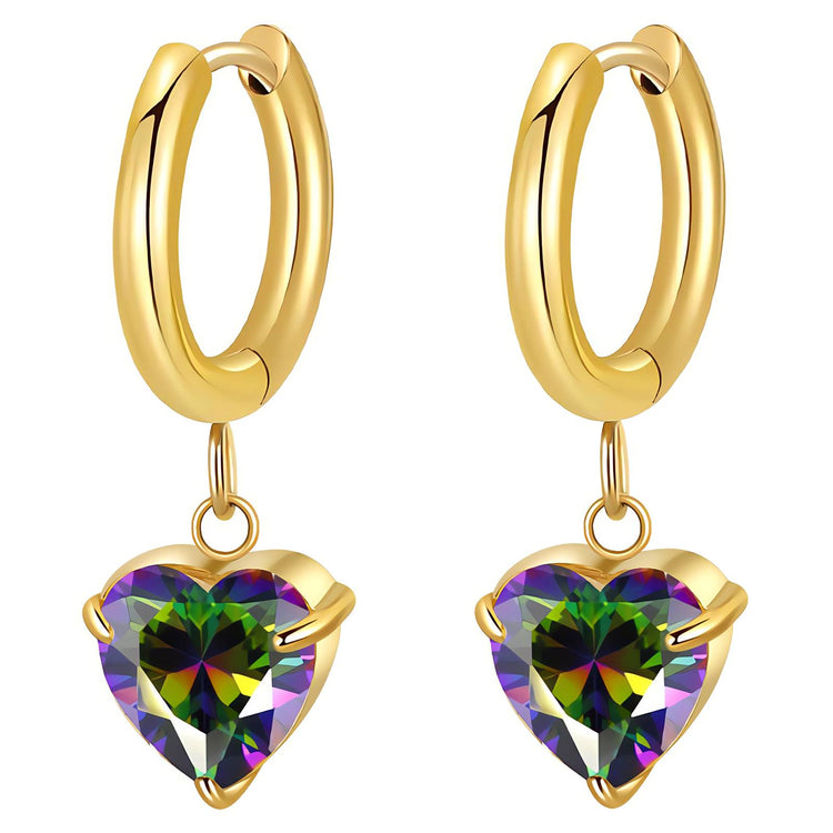 18K gold plated Stainless steel  Heart earrings, Intensity