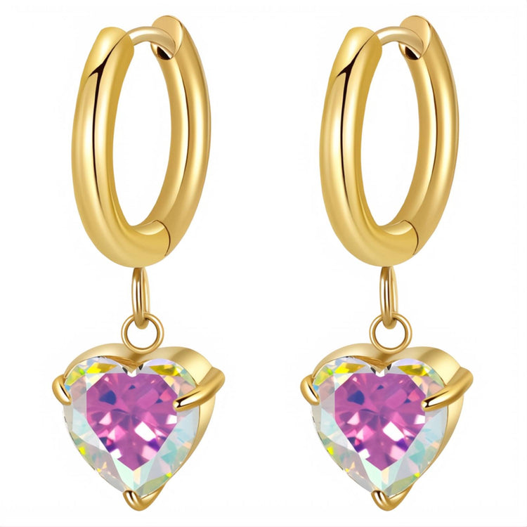 18K gold plated Stainless steel  Heart earrings, Intensity