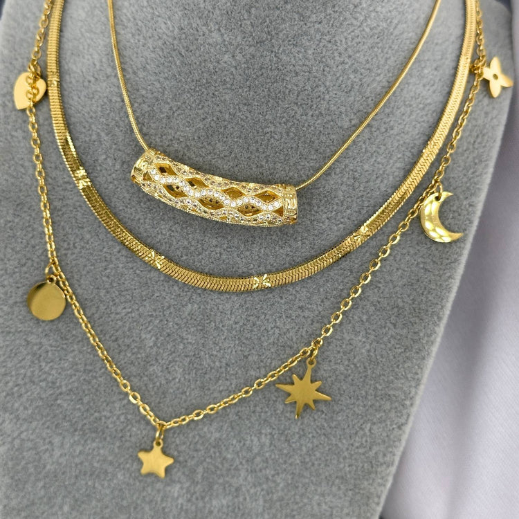 18K gold plated Stainless steel  Star necklace, Intensity