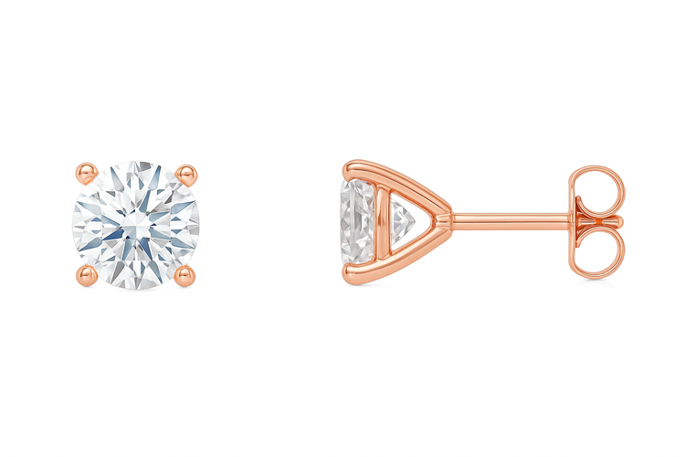 14k 4-Prong Martini Style Lab Grown Diamond Stud Earrings