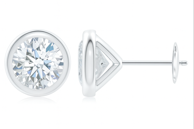14k Bezel Set Lab Grown Diamond Studs