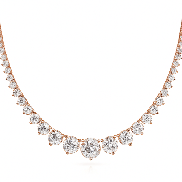14k Lab Grown Diamond Graduated Tennis Necklace