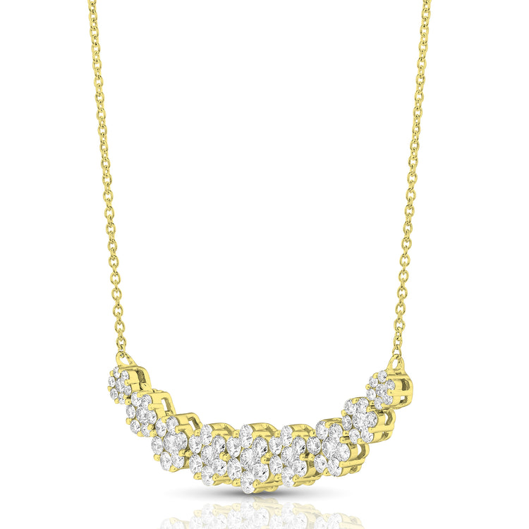 1 1/2 Ctw Graduated Flower Cluster Diamond Necklace