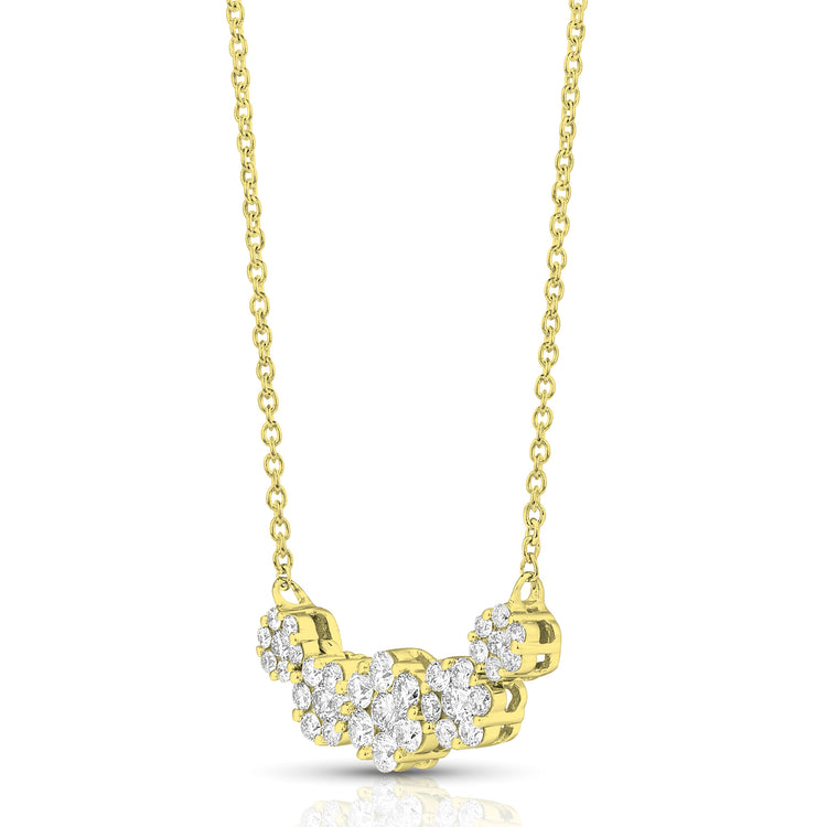 1/2 Ctw Graduated Flower Cluster Diamond Necklace