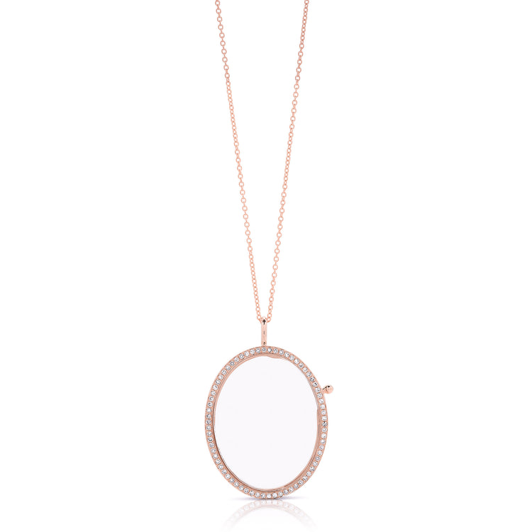 Reversible Oval Shape Diamond Locket