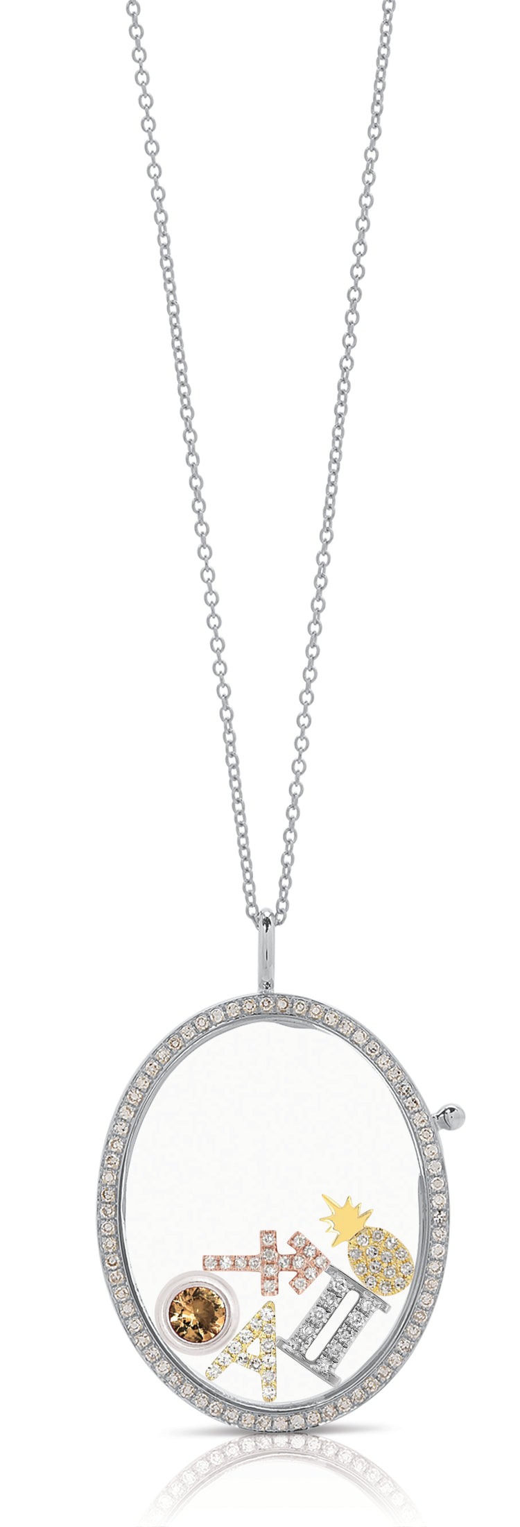 Reversible Oval Shape Diamond Locket